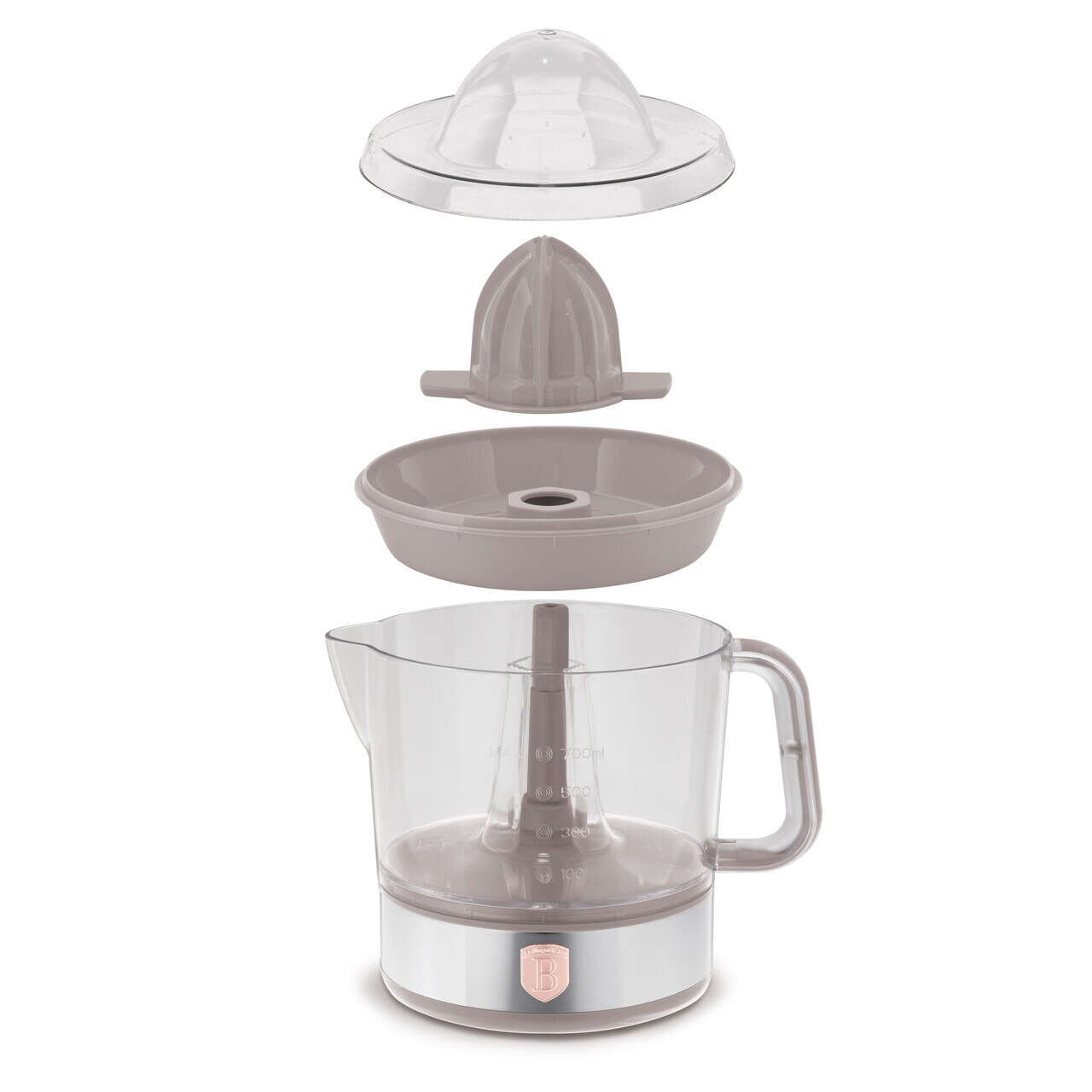 Storcator electric de citrice Berlinger Haus, Taupe, 40W, 700 ml, plastic/inox, taupe mat/transparent - imagine 6
