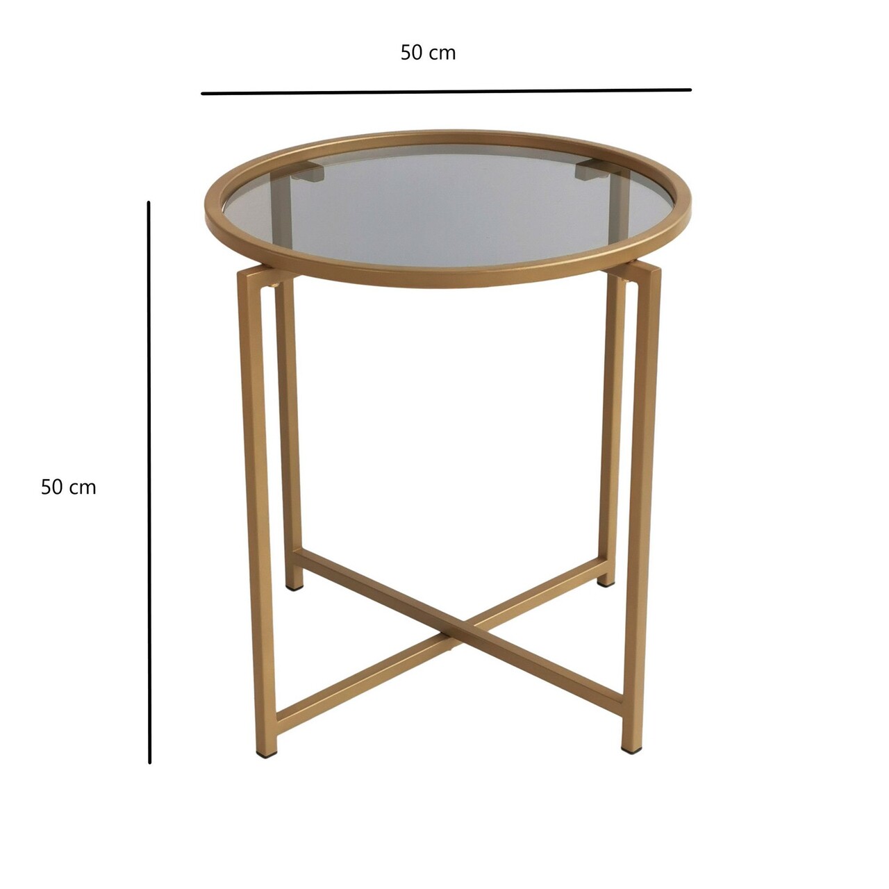 Masuta de cafea, Hanah Home, S407K, 50x50x50 cm, Aur / Fume - imagine 7
