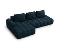 Coltar extensibil stanga 3 locuri, Linz, Cosmopolitan Design, 275x142x84 cm, cotiera dreapta, catifea, albastru petrol inchis