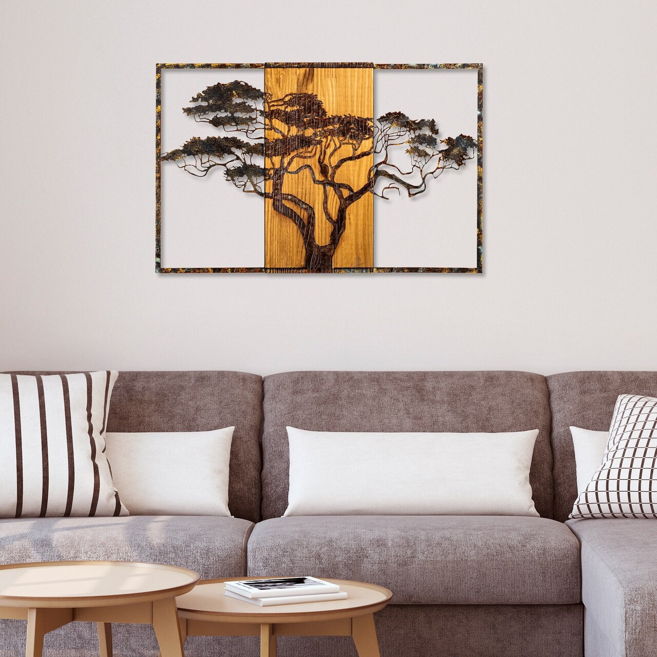 Decoratiune de perete, Acacia Tree, Lățime: 90 cm Înălțime: 58 cm Adâncime: 3 cm, Multicolor - view 3