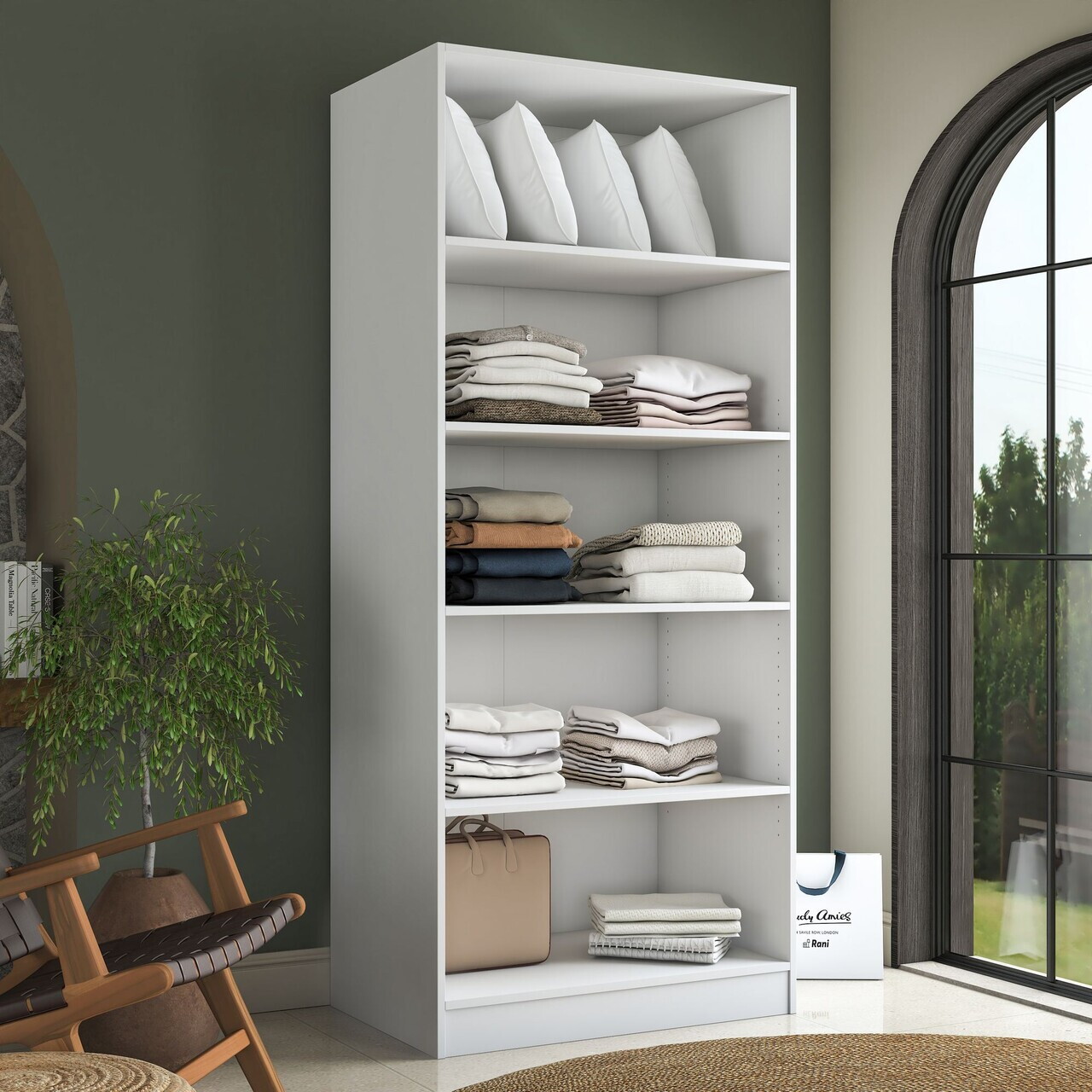 Dulap pentru haine, Hanah Home, BA231, 90x210x57.5 cm, PAL melaminat, Alb - view 6