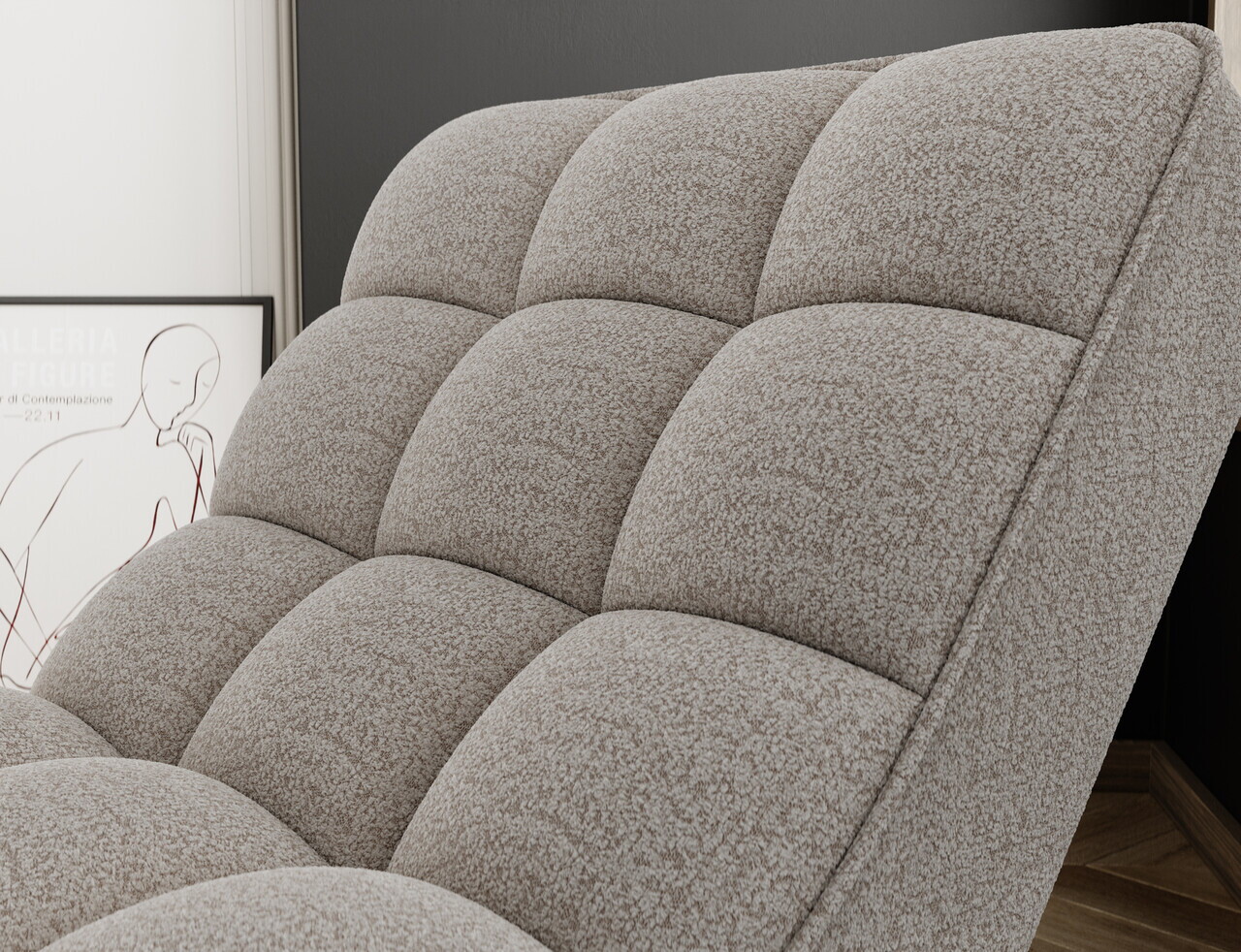 Sezlong living ELTAP, LOR-18ROY, Loren, 170x85x85 cm, poliester, bej inchis - view 6