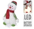Decoratiune luminoasa Snowman, 14x22 cm, poliester, alb/rosu