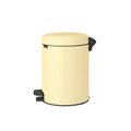 Cos de gunoi cu pedala, Brabantia, NewIcon Mellow Yellow, 5 L, 27.2x20.5x29.1 cm, otel, galben pastel