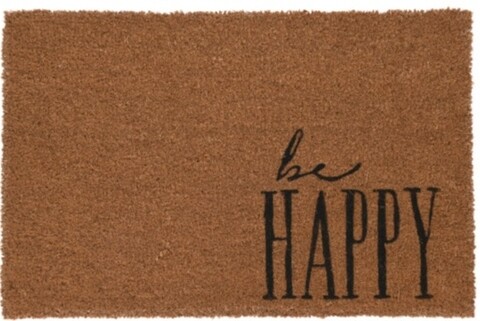 Covoras de intrare be happy, 39x59 cm, fibra de cocos, maro