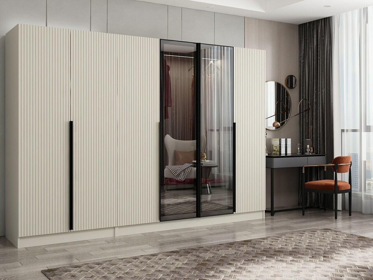 Dulap pentru haine, Hanah Home, Nisa, 270x210x52 cm, Gresie — imaginea 2