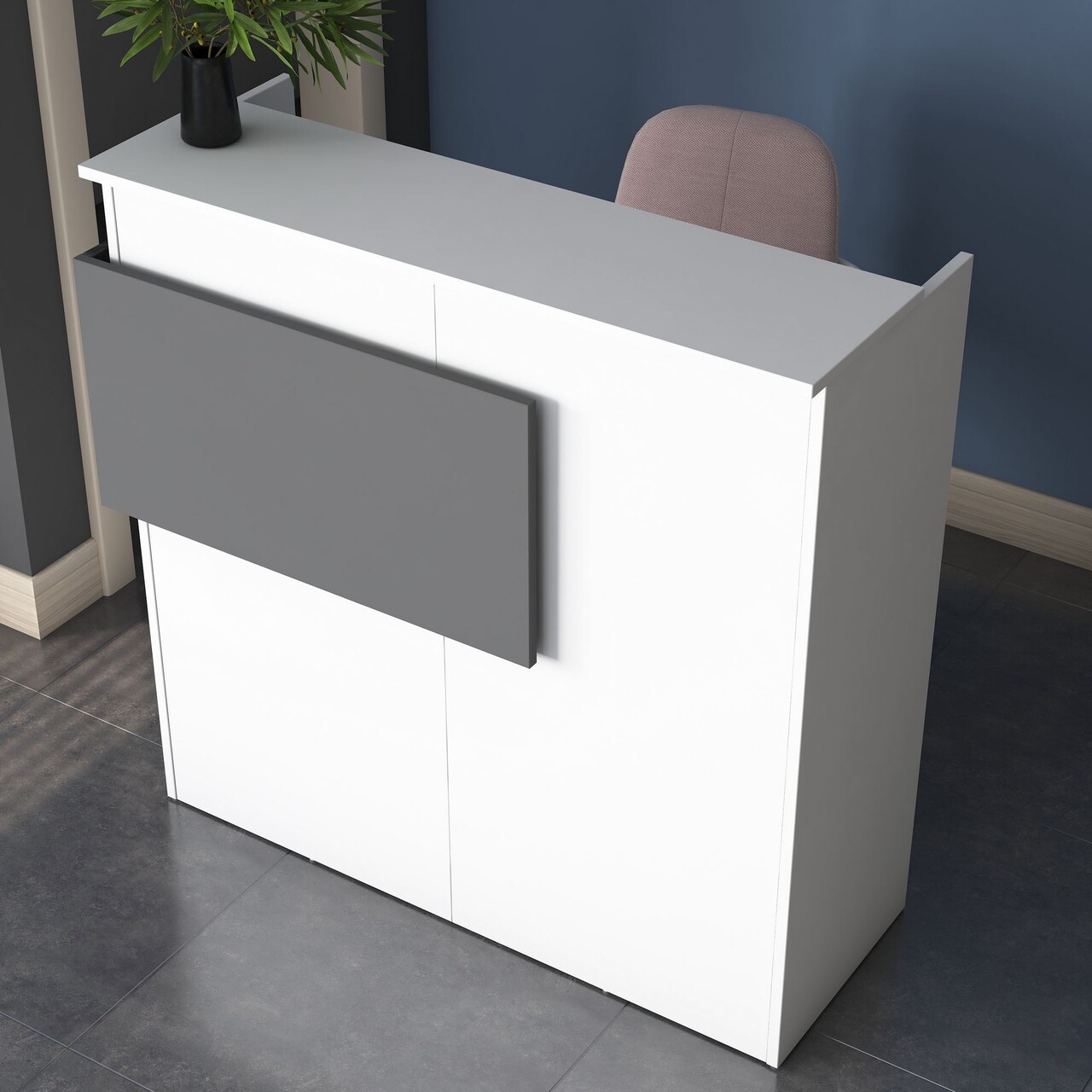 Masa de receptie, Hanah Home, MA102, 110x110x40 cm, Alb / Antracit - view 3