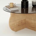 Masuta de cafea, Neostill, Bubble, 75x35x75 cm, Sticla temperata , Stejar / Fume