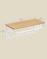 Cuier de perete cu 5 agatatori, Vasagle, 66x30x27 cm, PAL/otel, alb/natural