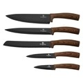 Set 5 cutite + suport magnetic, Original Wood, inox, negru