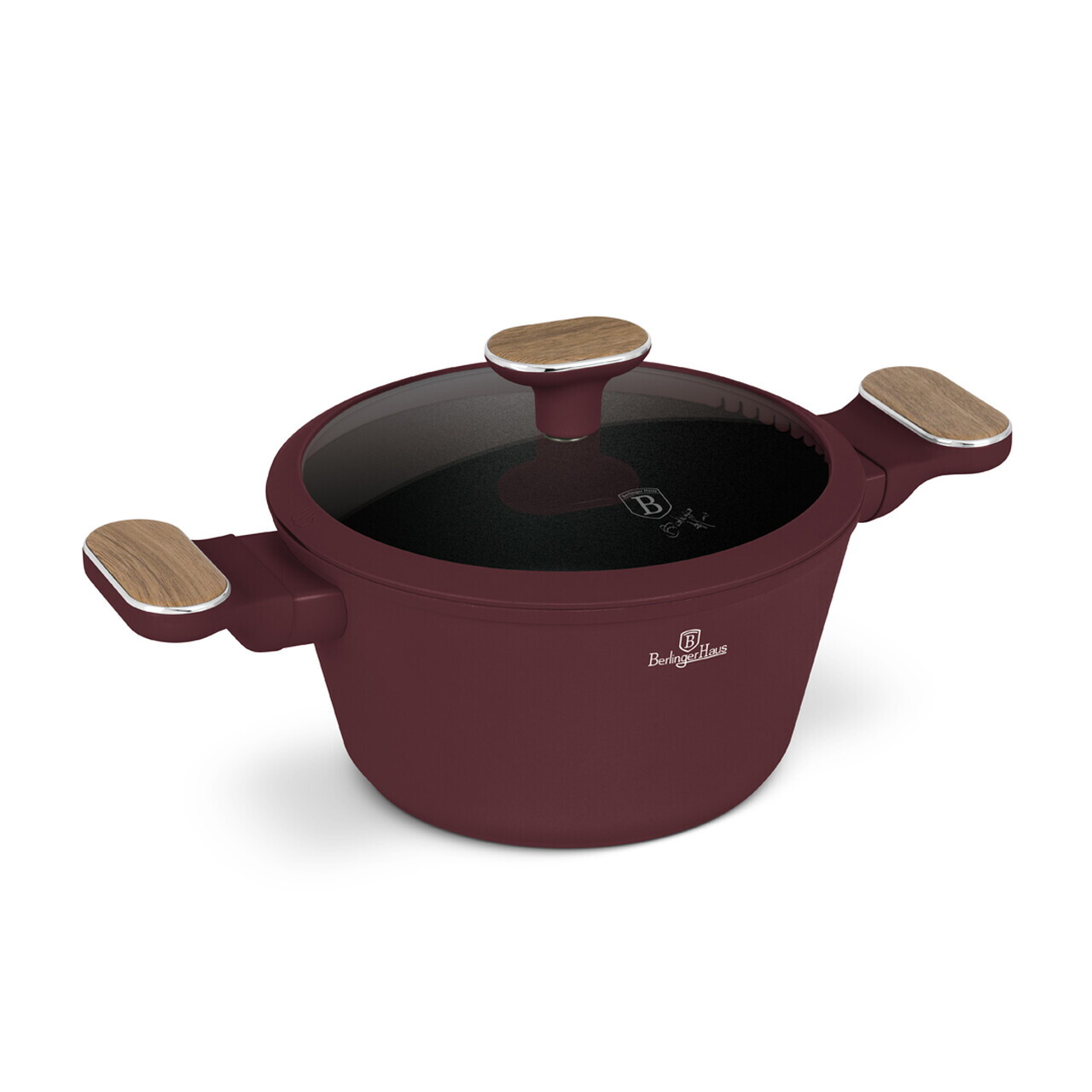 Oala cu capac Berlinger Haus, Leonardo Nordic, 20 cm, 2.6 L, aluminiu forjat, visiniu mat - imagine 7