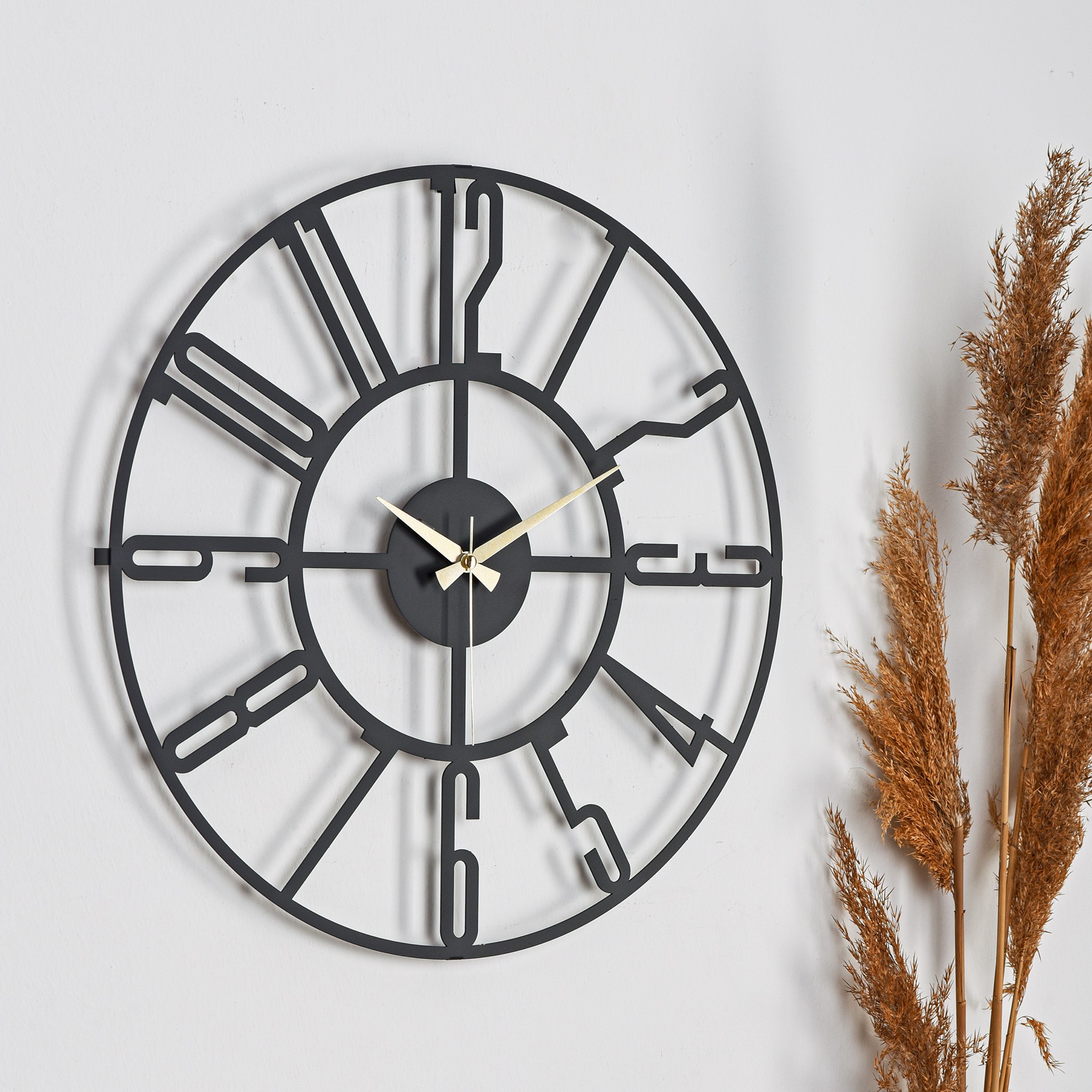Ceas de perete, New Bunella, Metal, Diametru: 41 cm, Negru