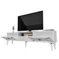 Comoda TV, Olivia, Yumedi, 150x50x30 cm, PAL , Alb / Argintiu