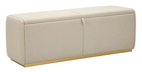 Bancheta cu spatiu depozitare Beauty, Mauro Ferretti, 130x45x45 cm, lemn de pin/MDF/metal, crem/auriu