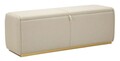 Bancheta cu spatiu depozitare Beauty, Mauro Ferretti, 130x45x45 cm, lemn de pin/MDF/metal, crem/auriu