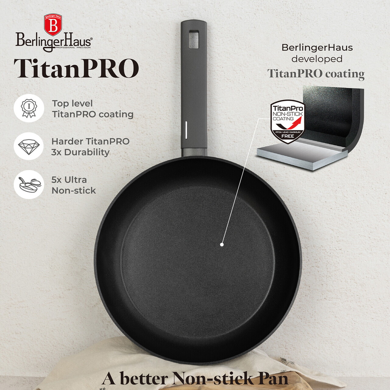 Tigaie Berlinger Haus, Anthracite, 28 cm, 2.4 L, aluminiu forjat, antracit mat - imagine 14