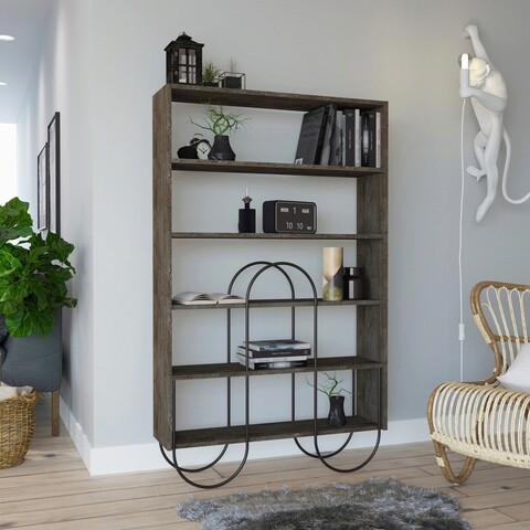 Corp biblioteca, homitis, norfolk bookcase, 96x160x25.5 cm, maro inchis