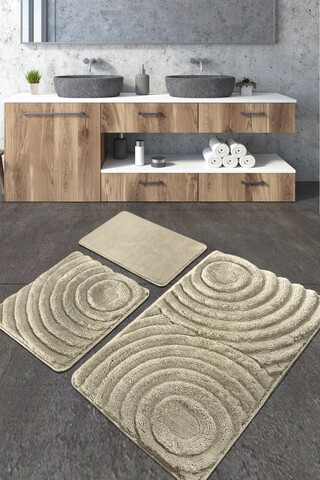 Set covoraș de baie (3 bucăți), chilai home, wave, fibre acrilice, gri