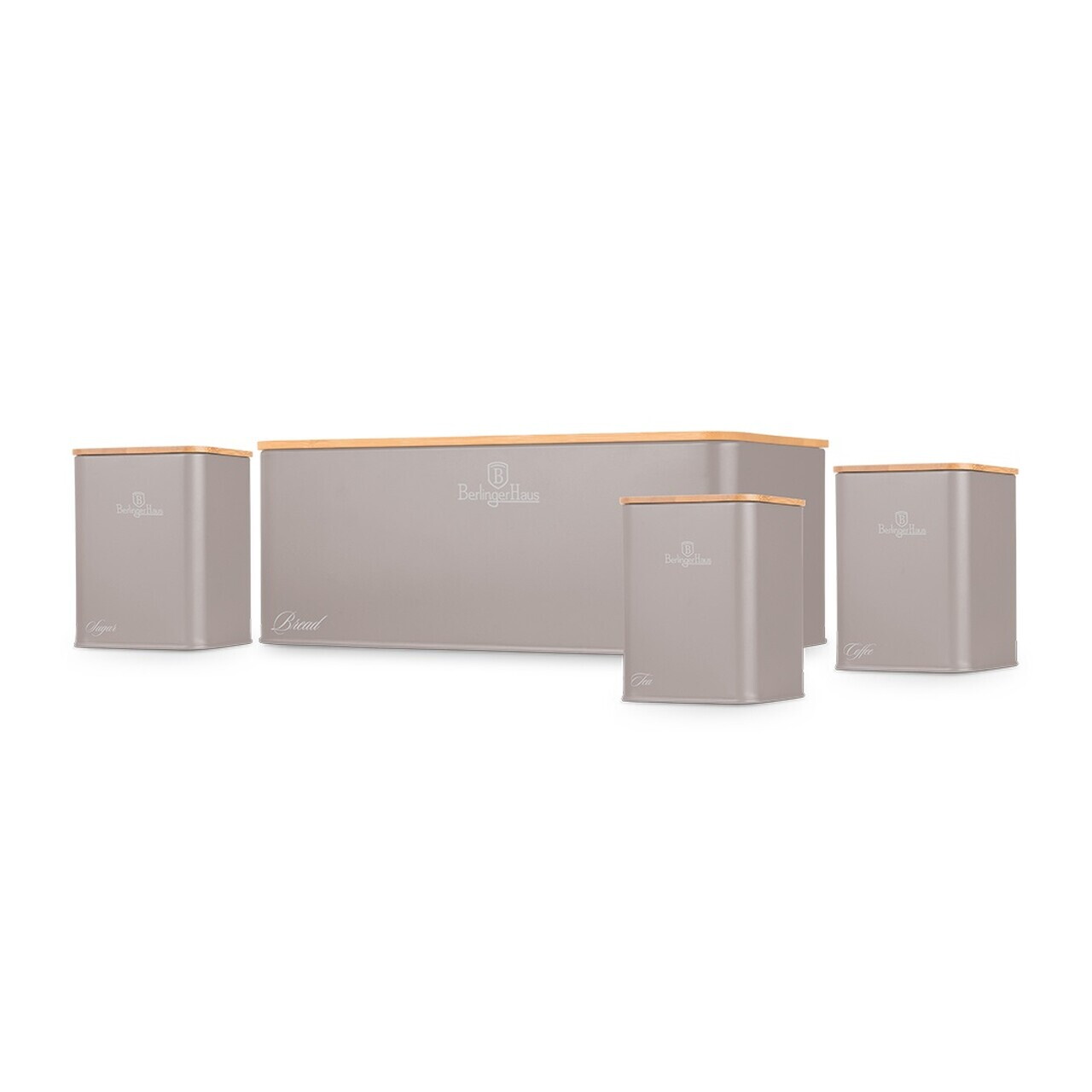 Set cutie pentru paine si 3 recipiente Berlinger Haus, Taupe, 33x18x12 cm, otel carbon, taupe mat/natur - view 3