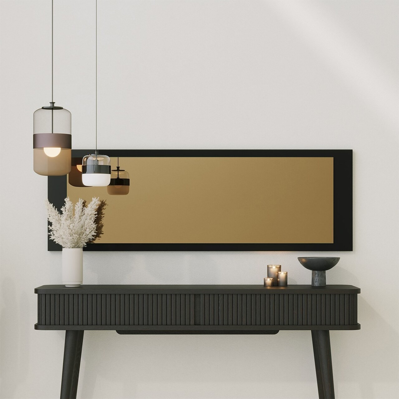 Oglinda decorativa, Neostill, Basic, 40x120x2.2 cm, 100% CARTON DURO, Bronz / Negru - 1 | YEO