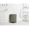 Cos de gunoi cu pedala, Brabantia, Bo Pedal Platinum, 2x30 L, 36.3x54.1x65.2 cm, otel, gri inchis