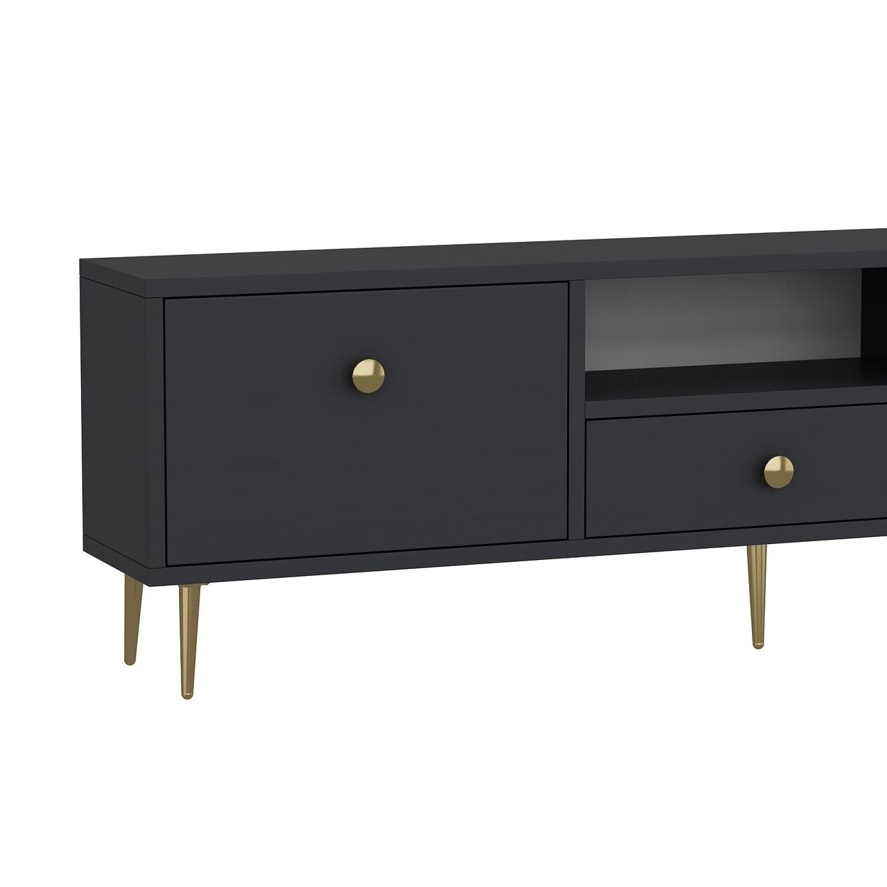 Comoda TV, Hanah Home, 1307-DROP-1, 140x45x30 cm, PAL , Antracit / Aur - view 4