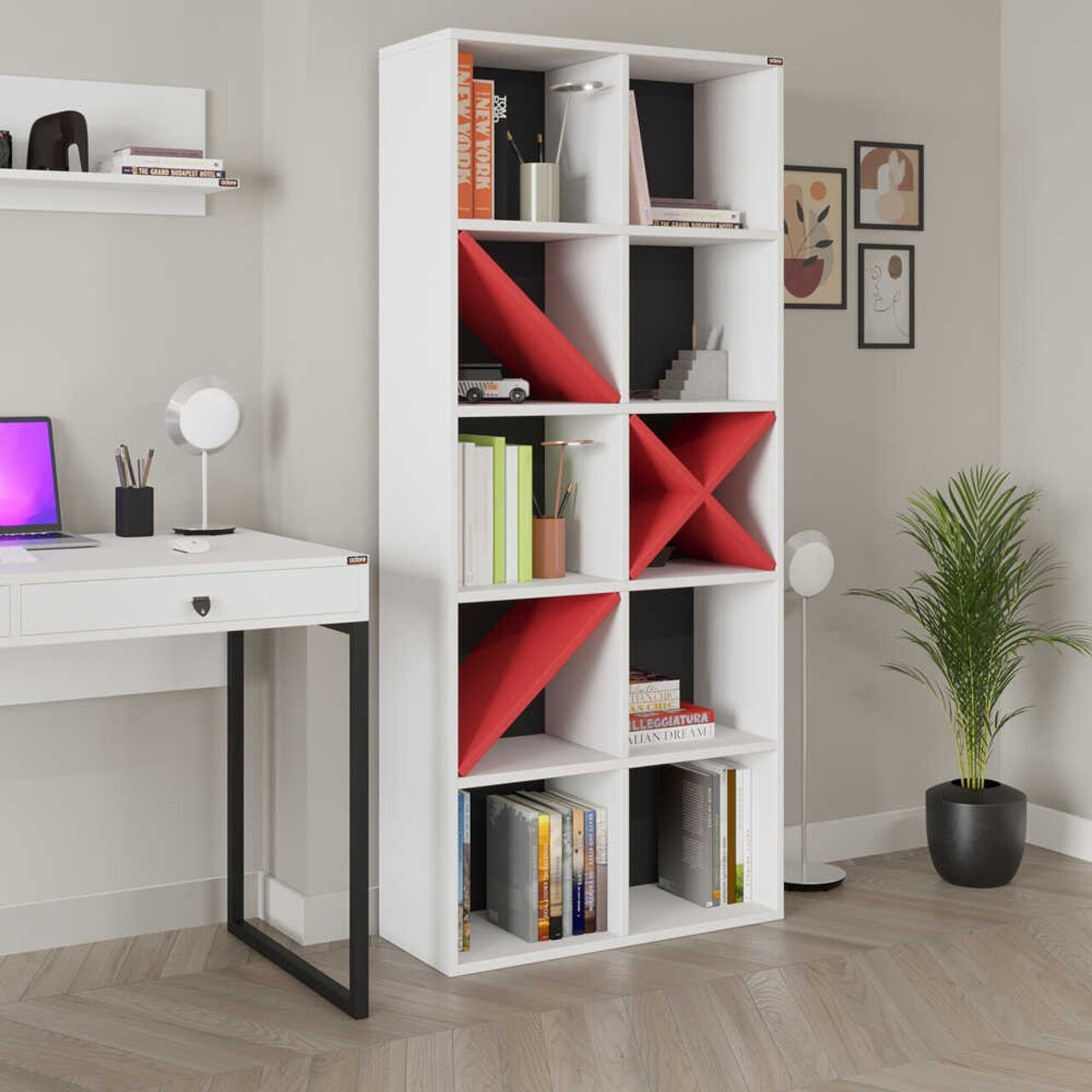Corp biblioteca, Adore, Ktp-910-Bk-1, Alb/Rosu - 1 | YEO
