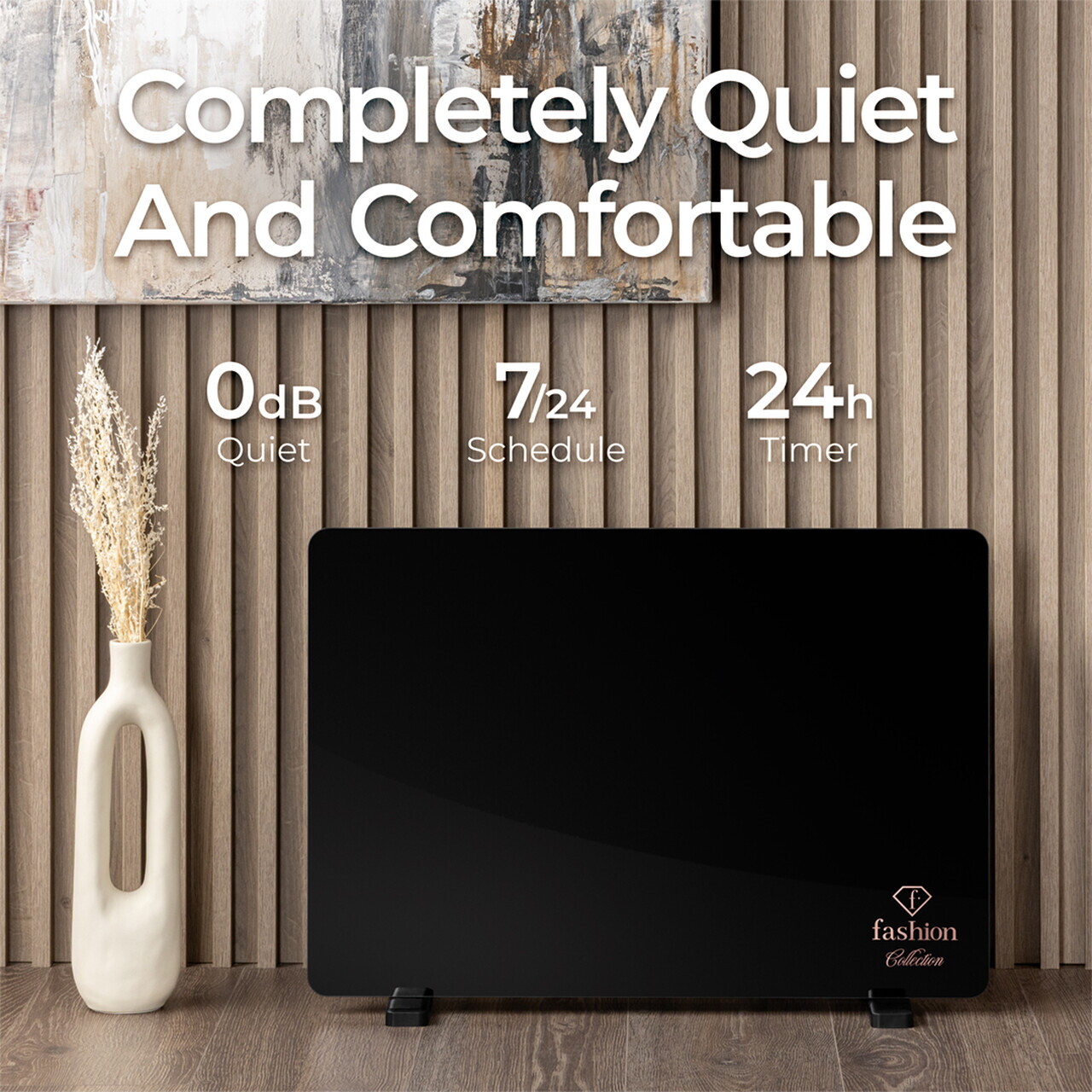 Panou electric de incalzire Fashion TV, Black Rose, 64.5x6.6x43 cm, 1400W, sticla securizata, negru - view 5