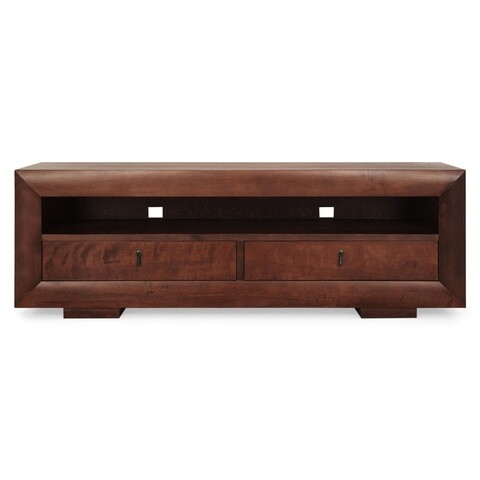 Comoda tv mare cu 2 sertare, luvru, l.200 l.50 h.67, mdf/pal/furnir de fag, maro
