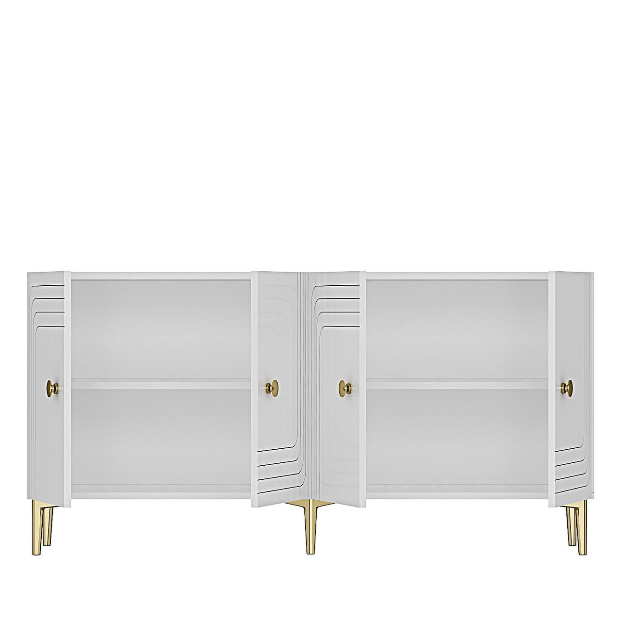 Consola, Hanah Home, Lessi 150, 150x75x32 cm, Alb/Auriu - view 7