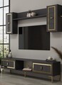 Comoda TV, Hanah Home, Orion, 150x44.6x29.6 cm, PAL , Antracit / Aur