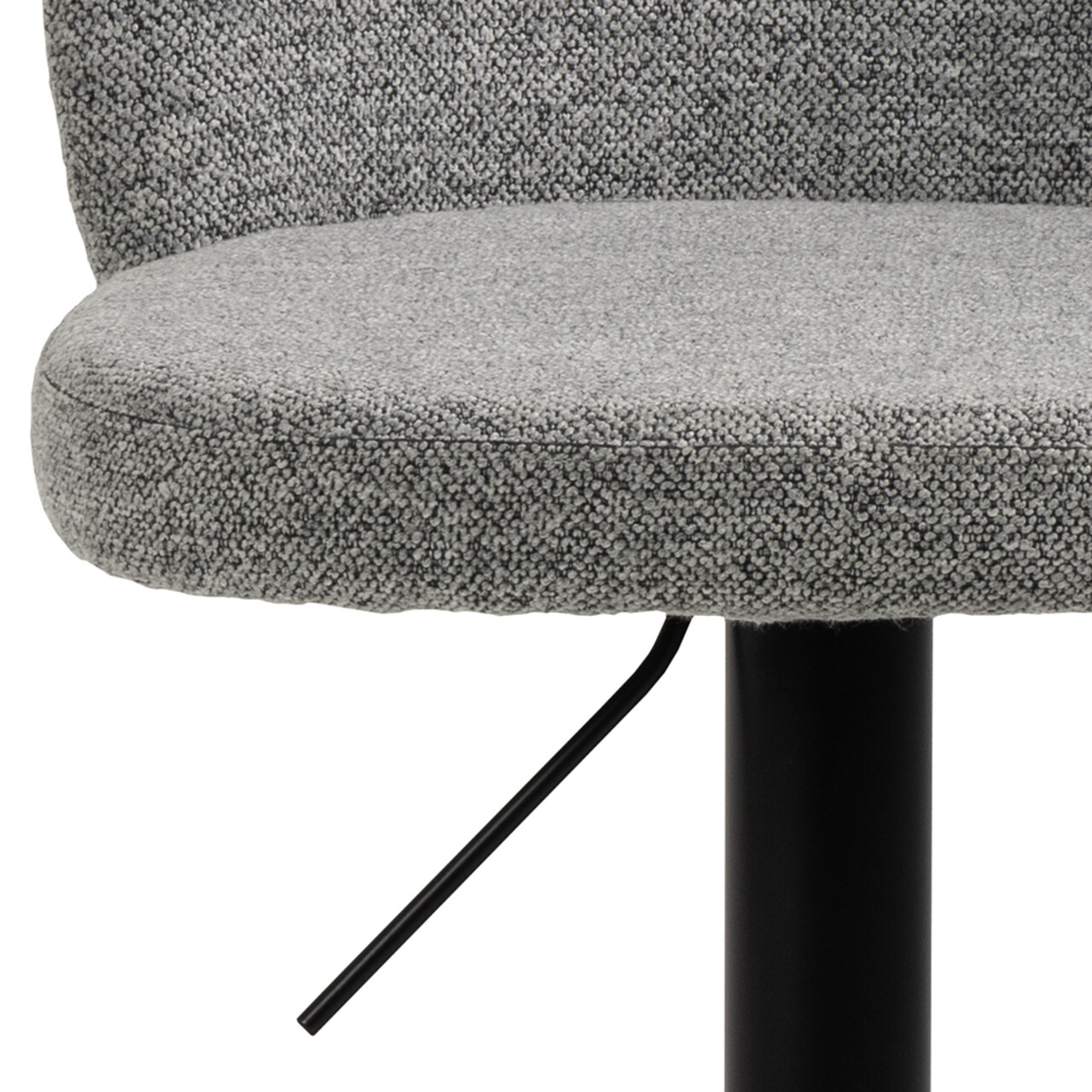Scaun de bar Patricia, Actona, 44x50x109 cm, rotativ, tesatura Boucle/otel, gri