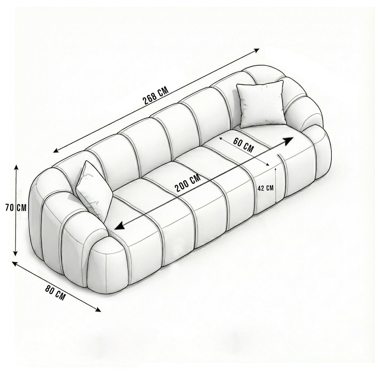 Canapea cu 4 locuri, Atelier del Sofa, 752EST2303, Lemn de carpen/PAL melaminat, Caramiziu - view 7