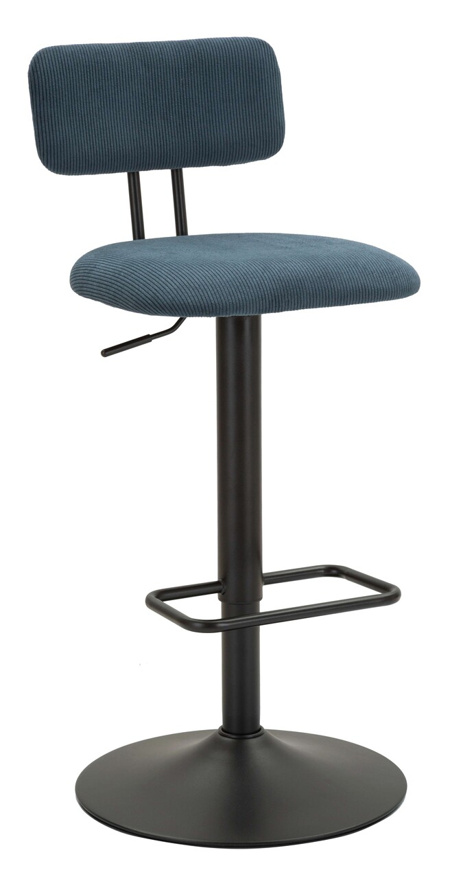 Set 2 scaune de bar Lift High Navy, Mauro Ferretti, 41x47.5x85 cm, inaltime ajustabila, fier/poliester, negru/albastru - 1 | YEO