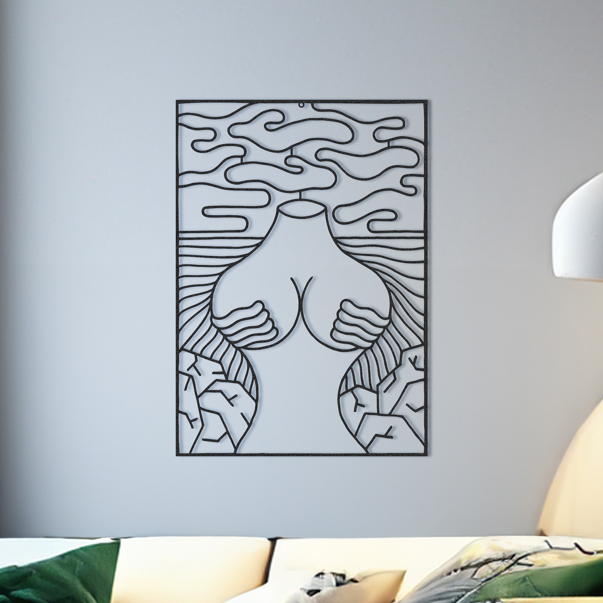 Decoratiune de perete, RT-NMWD-859, Dimensiuni: 58,5 x 41 cm, Negru