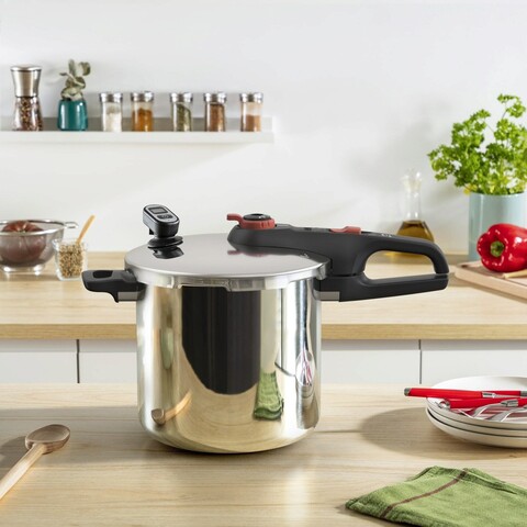 Oala sub presiune, Tefal, Secure Chrono P2594401, 8 L, 2 programe de gatire, aluminiu, argintiu