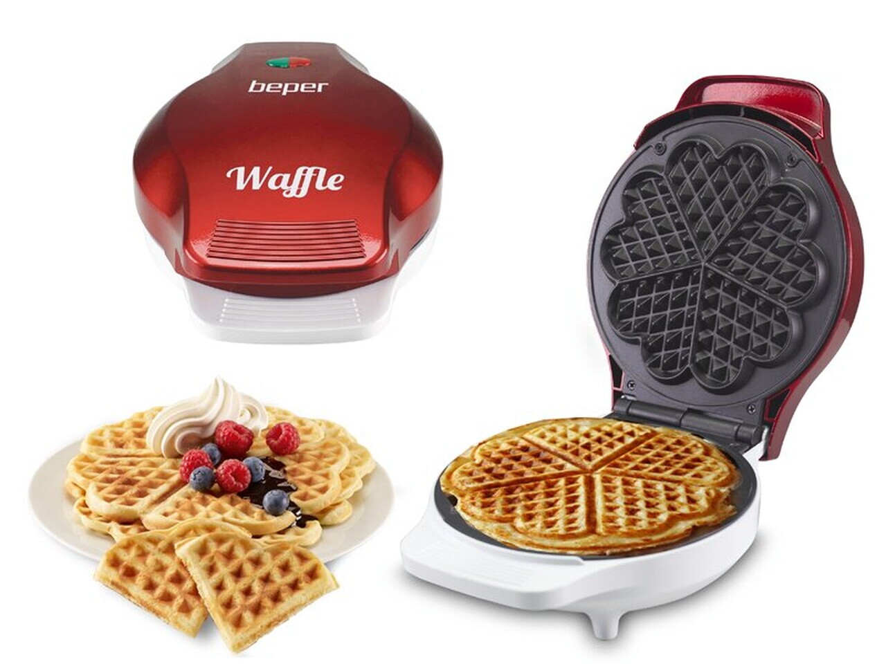 Aparat de facut vafe/gofre BT.603Y, Beper, 1000 W, capacitate de preparare 5 vafe in forma de inima - view 10