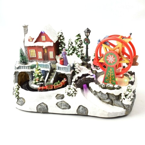 Decoratiune luminoasa Village with Whell, 34x19.5x19 cm, poliston, multicolor