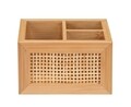 Cutie depozitare cu 3 compartimente, Wenko, Allegre, 12 x 8.5 x 9 cm, bambus/ratan, natur