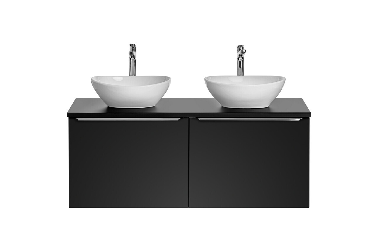 Set mobilier baie, dulap dublu si 2 lavoare, 120 cm Lola, Santa Fe Black, Comad, MDF/PAL laminat, negru mat — imaginea 4