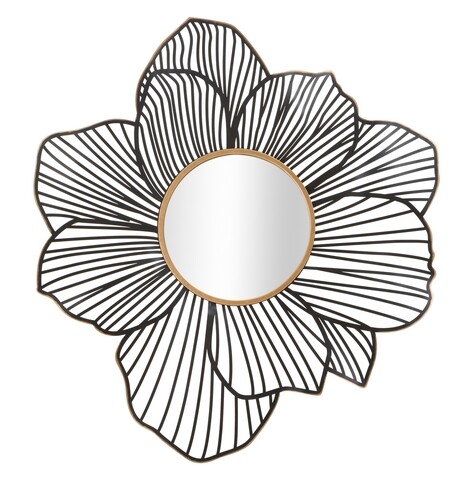 Oglinda decorativa, Mauro Ferretti, Osaka, 79 x 6 x 86.5 cm, fier/mdf/sticla, negru/auriu Decoratiuni