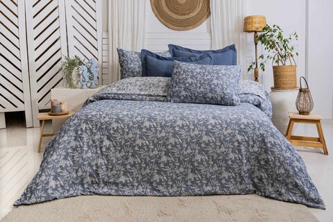 Lenjerie de pat dubla, L'essentiel Maison, Rebel, Albastru indigo