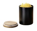 Cutie depozitare alimente, Wenko, Mio, 11 x 11 x 14.5 cm, 1 L, lemn/sticla/silicon, negru/maro