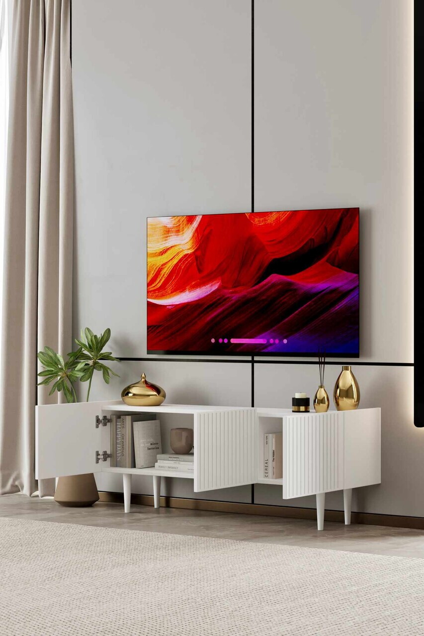 Comoda TV, Hanah Home, Capella 140, 140x50x29 cm, MDF, Alb - view 3