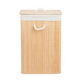 Cos pentru rufe Kiyo, Homla, 39x29.5x58.5 cm, bambus/poliester, natur/alb