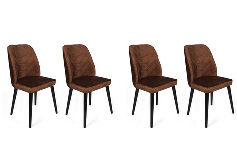Set scaune 4 piese, Nmobb, Dallas-526 V4, Metal, Maro / Negru