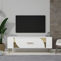 Comoda TV, Olivia, Retrop2, Alb/Auriu
