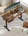 Birou electric cu inaltime ajustabila, Vasagle, 160x70x72-120 cm, PAL/otel, maro rustic