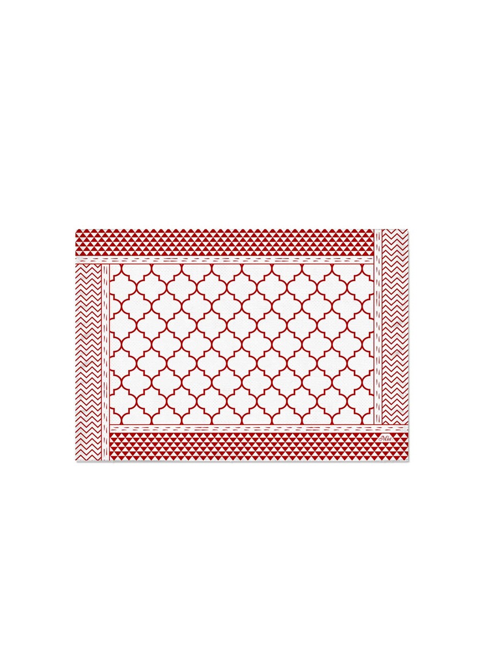 Set suporturi pentru farfurie, Mia, 742TMA7807, Poliester, Rosu/Alb - 1 | YEO