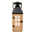 Felinar Burel, Homla, 18x18x51 cm, lemn/sticla, natur/negru